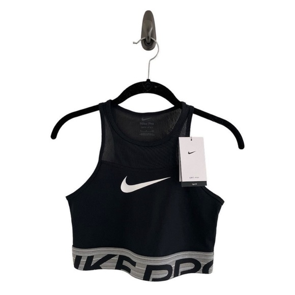 NWT Nike Pro Dri-FIT Cropped Graphic Training Top in Black Medium - Picture 4 of 9